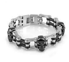 Motorcycle Chain Bracelet Titanium Silver Plated Bracelet With Black Skull Motorcycle Chain Bracelet Titanium Bracelet Bike Chain Bracelet