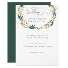 Rustic Green And Gold Greenery Wreath Invitation Zazzle Com Wreath Invitation Gold Wedding Invitations Watercolor Wedding Invitations