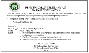 Sep 25, 2018 · pada tanggal 14 agustus 2018 gugus depan sman 1 wates ambalan ki ageng sela dan ambalan dewi kilisuci melaksanakan peringatan hari pramuka. Pengumuman Pelelangan 30 Juli 2018 S D 1 Agustus 2018 Pt Semen Baturaja Persero Tbk