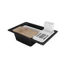 Evier En Granit Noir 1 Bac A Encastrer Romesco Egouttoir Castorama Evier En Granit Granit Noir Egouttoir