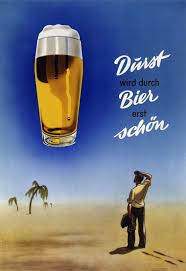 Plakat 1950er Jahre Bier Werbung Bier Bier Lustig