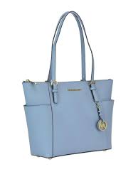 Totes Bags Michael Kors Jet Set Top Zip Pale Blue Saffiano Bag 30f2gttt8l487