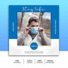 Social Media Post Template Instagram Medical Coronaviurs Girl Blue In 2020 Social Media Post Post Templates Social Media Banner