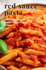 This Rich Delicious Red Sauce Pasta Is A Classic A Homemade Tomato Sauce That Takes Under 30 Minutes Red Sauce Pasta Red Sauce Recipe Pasta Sauce Recipes Easy