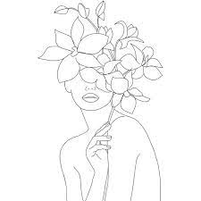 Big collection with different styles and types designs. Minimal Line Art Woman With Orchids Comforters By Nadja Twin Xl 68 X 92 Line Art Drawings Outline Art Embroidered Canvas Art