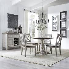 The designs range from circular tables to mostly rectangular. Cottage Lane Drop Leaf Single Pedestal Table 5 Piece Dining Set In Antique White Finish With Weathered Gray Tops By Liberty Furniture 350 Cd 5dls