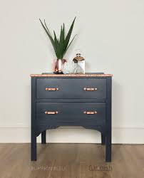 Sold Navy Vintage Bedside Table Side Table Vintage Bedside Table Metallic Painted Furniture Vintage Bedside