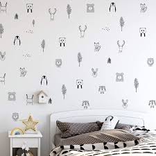 Buy Animal Wall Decals For Kids Bedrooms Nursery Baby Room Play Room Kids Room Stylish Safari Woodland Animal Jungle Tree Wall Stickers For Baby Nursery Black And White Bedroom Decals Online
