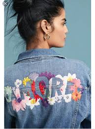 Pilcro Amore Embroidered Denim Jacket Embroidered Denim Upcycled Denim Jacket Embroidered Denim Jacket