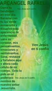 Sé nuestro amparo contra la perversidad y acechanzas del demonio. Angel Rafael En Oracion Con Arcangel Rafael Posa Facebook