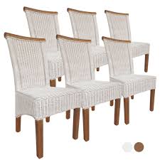Alibaba.com bietet 2886 rattan stühle drehbar produkte an. Esszimmer Stuhle Set Rattanstuhle Perth 6 Stuck Braun Sitzkissen Leinen Weiss Casamia Wohnen