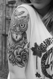 Black And White Owl And Rose Tattoo Designs Owl Tattoos For Girls Tattoo Owl Owl Tattoo Black And White Girl Tattoo Girl Tattoos Half Sleeve Tattoos Designs Rose Tattoo Sleeve Girls With Sleeve Tattoos