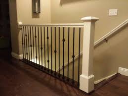 Antique White Railing And Post With Black Iron Balusters That We Built In A Home In Salt Lake City Indoor Railing Staircase Design Wrought Iron Stair Railing
