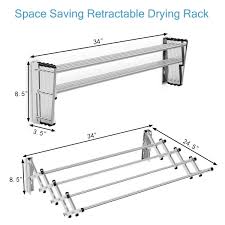 Expandable clothes drying rack wall mount. Costway Stainless Wall Mounted Expandable Clothes Drying Towel Rack Overstock 18299552