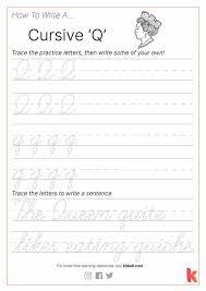 The letter q in cursive writing. Cursive Q Worksheet By Kidadl