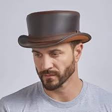 Black & Red Leather Top Hat Handcrafted Top Hat Corset Style Gothic Hat