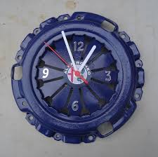 Alfa Romeo Themed Clutch Clock Scrap Metal Art Automotive Decor Scrap Car