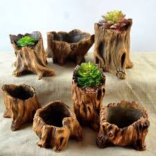 Imitating Wood Flower Cement Planters For Succulents Flowerpots Bonsai Decor Vasos De Flores De Cimento Abertura Na Porta Diy Ceramica