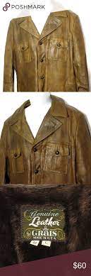 Vintage Grais Brown Leather Jacket 46 Long Liner Brown Leather Jacket Leather Jacket Leather