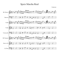 It is one of only four national anthems in the world (along with those of bosnia and herzegovina, kosovo, and san marino) that have no official lyrics (although it had lyrics in the past, they are no longer used). Spain Marcha Real Sheet Music For Trumpet In B Flat Violin Clarinet In B Flat Cello Tuba Mixed Ensemble Download And Print In Pdf Or Midi Free Sheet Music Musescore Com