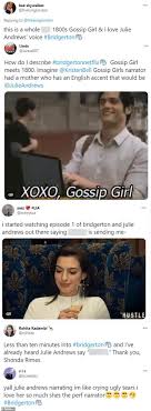 Julie andrews was born and raised in england under circumstances that eventually tore her family apart. Julie Andrews Fans Express Shock And Awe Over Her Gossip Girl Style Narration In Bridgerton Ariupolar