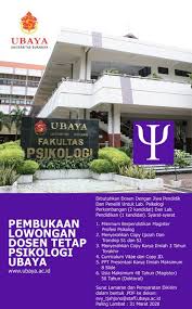 Assalamu'alaikum warahmatullah maaf.apa lowongan guru bahasa inggris tingkat sd masih tersedia bu? Lowongan Dosen Tetap Psikologi Ubaya Psikologi Ugm Ac Id