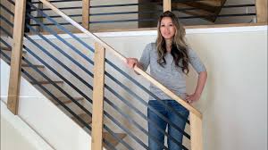 See more ideas about deck railings, horizontal deck railing, railing. Diy Staircase Railing Horizontal Metal And Wood For Modern Farmhouse Style Youtube