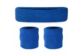 Blue Sweatbands Wristbands Headband Sweat Band For Sport Tennis Badminton Yoga Cotton