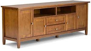 In stock only 20 remaining. Amazon Com Simpli Home Warm Shaker Solid Wood 72 Inch Wide Rustic Tv Media Stand Furniture Decor