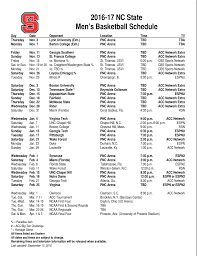 The college football tv schedule for the 2021 season is listed below. Nc State Releases 2016 17 Men S Basketball Schedule Pack Insider
