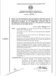 Una sorpresa en el decreto presidencial: Presidencia Paraguay On Twitter Por Decreto N 5053 El Poder Ejecutivo Establece Nuevas Medidas Sanitarias En El Marco De La Pandemia Por Covid 19 Las Mismas Estaran Vigentes Desde El 27 De Marzo