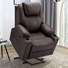 Esright Electric Power Recliner Lift Chair Faux Leather Electric Recliner For Elderly Heated Vibration Massage Sofa Lift Chairs Electric Recliners Recliner