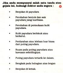 Gejala utama yang dialami oleh pesakit adalah kehadiran ketumbuhan, pengeluaran cecair lelehan dari puting, dan sakit atau ketidakselesaan di sekitar payu dara. Inilah 9 Tanda Kanser Payudara Adakah Anda Termasuk 5 Golongan Yang Berisiko Semua Semua Semuanya