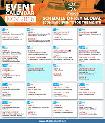 Choicebroking Events Calendar For November 2016 Schedule Of Key Global Economic Events For The Month Economic Events Event Calendar Event