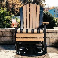 Luxcraft Recycled Plastic 2 Adirondack Swivel Glider Chair Lead Time To Ship 14 Weeks In 2020 Swivel Glider Chair Glider Chair Swivel Glider