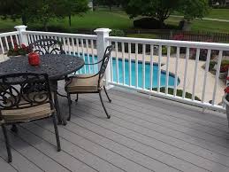 Top rail is not only stylish, but it functionally supports the universal rail pack for composite balusters or universal custom rail pack. Leawood Azek Tahoe Decking Azek White Premier Railing Contemporary Terrace Kansas City By Deck Rail Supply Houzz