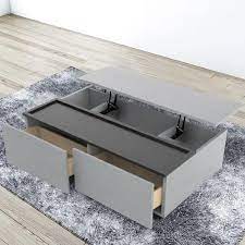 Modern Lift Top Wood Storage Coffee Table Gray And Black Rectangular Coffee Table With Drawers