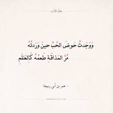 شعر عمر بن أبي ربيعة ووجدت حوض الحب حين وردته عالم الأدب Words Arabic Calligraphy Calligraphy