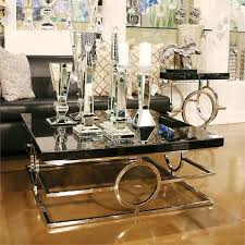 Stainless Steel Coffee Table With Black Mirror Top Howard Elliott Coffee Table Stainless Steel Coffee Table Steel Coffee Table