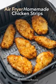 Air Fried Chicken Strips Recipe Tenders Crispy Easy Best Recipe Box Recipe Air Fryer Recipes Healthy Air Fryer Recipes Easy Chicken Strip Recipes