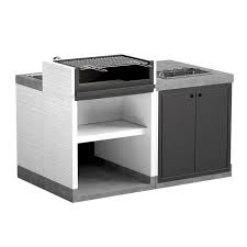 Stainless steel door and drawer combination; T00275 Venit Concrete Outdoor Kitchen Island Pack 5