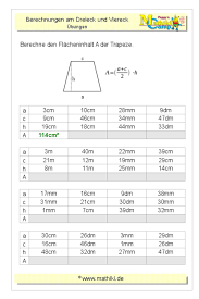 Und wie berechnet man den umfang? Trapez Flacheninhalt Klasse 7 8 Kostenloses Arbeitsblatt Mit Losungen Als Pdf Download Matheaufgaben Flacheninhalt Mathe