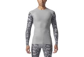 Adidas Running Techfit Chill Print Long Sleeves Jersey Grey