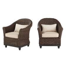 Home Decorators Collection Camden Dark Brown Wicker Outdoor Porch Chat Lounge Chair With Sunbrella Fretwo Lounge Chair Outdoor Porch Chairs Patio Lounge Chairs