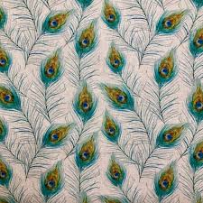 Linen is an opaque fabric that mutes light and provides privacy. Peacock Feathers Linen Curtain And Soft Furnishings Fabric Green On Natural