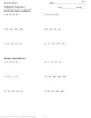 Arithmetic sequences are sometimes called arithmetic progressions (a.p.'s). Worksheet By Kuta Software Llc Find The Three Terms In The Sequence After The Course Hero