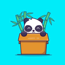 Panda In Box With Bamboo Cartoon Illustration In 2020 Cute Panda Drawing Cartoon Illustration Cartoons Vector