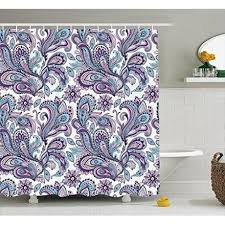 Turquoise paisley towel brown and white by paisleyladyboutique. Purple Blue Ambesonne Paisley Shower Curtain Set Fabric Bathroom Decor With Hooks Blue And Purple Large Flowers Leaves Floral Pattern Bohemian Style Country Print 70 Inches Home Kitchen Shower Curtains Hooks