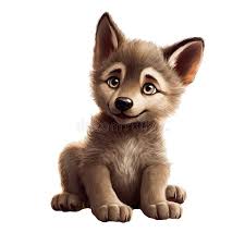 Cute Wolf Pup. Stylized Character. Stock Illustration