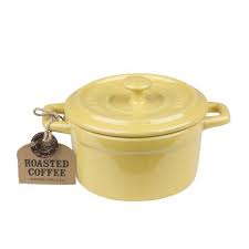 Bougie Parfumee Cocotte Jaune Cafe Et Canelle My Home Collection Bougie Parfumee Bougie Pots En Ceramique